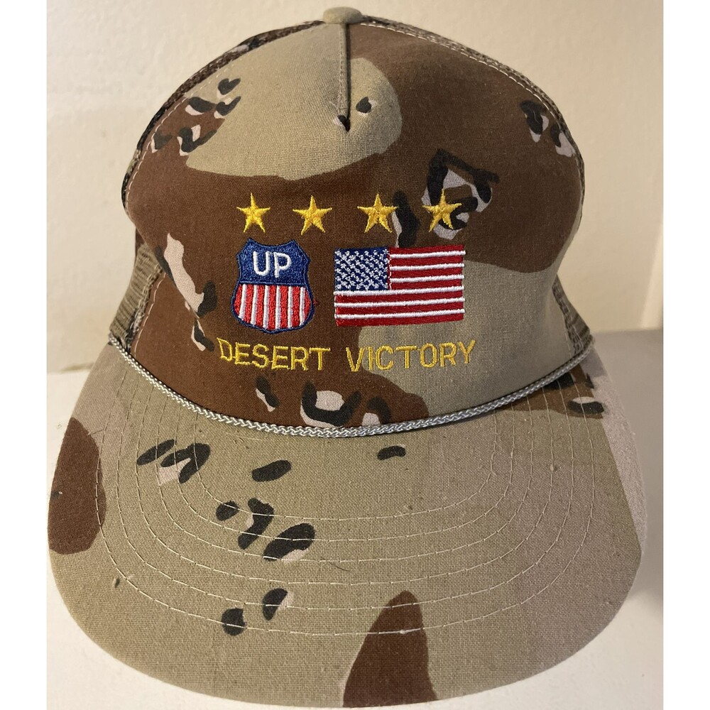 Union Pacific US Flag Desert Victory Hat Cap Camoflauge Snapback Made In USA